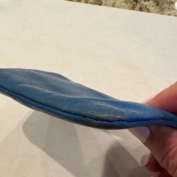 Tory Burch Blue Leather Pouch with Gold Accents - Picture 3 of 10